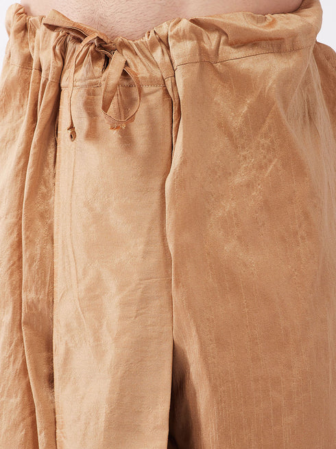 Vastramay Men's Black And Rose Gold Silk Blend Kurta And Dhoti Set